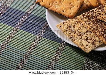 Tasty Cookies Of Different Types. Two Kinds Of Biscuit. Cookies On A Plate.