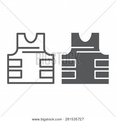Bullet Proof Vest Line And Glyph Icon, Security And Uniform, Armor Jacket Sign, Vector Graphics, A L