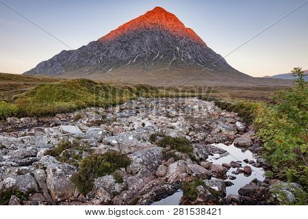 Autumn Sunrise At Buachaille Etive Mor, Glencoe, Lochaber, Highlands, Scotland Uk