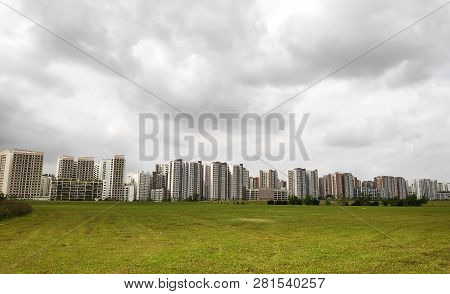 Panoramic View Of Singapore Public Housing Apartments In Punggol District, Singapore