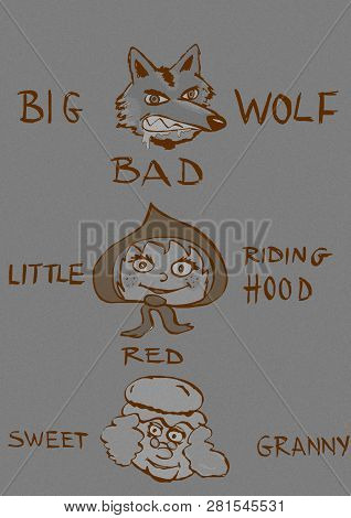 Vintage Image Of Little Red Riding Hood Characters