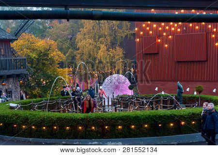Helsinki, Finland -october 12, 2018: The Carnival Of Light Event At The Linnanmaki Amusement Park In