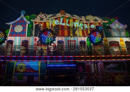 Helsinki, Finland -october 12, 2018: The Carnival Of Light Event At The Linnanmaki Amusement Park In