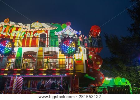 Helsinki, Finland -october 12, 2018: The Carnival Of Light Event At The Linnanmaki Amusement Park In