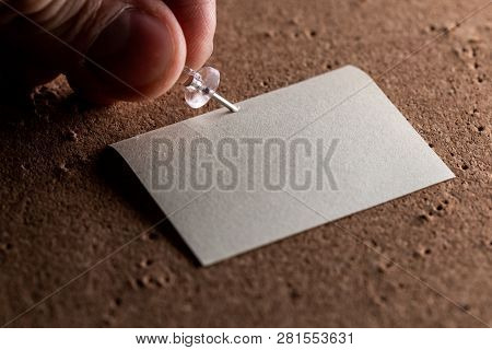 Horizontal Cork Board With Many, Sticky Notes Pinned
