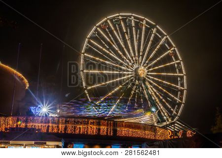 Helsinki, Finland -october 12, 2018: The Carnival Of Light Event At The Linnanmaki Amusement Park In