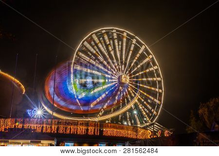 Helsinki, Finland -october 12, 2018: The Carnival Of Light Event At The Linnanmaki Amusement Park In