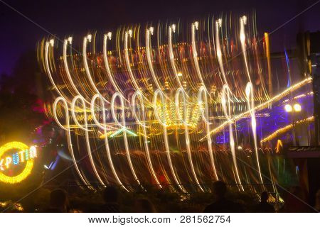 Helsinki, Finland -october 12, 2018: The Carnival Of Light Event At The Linnanmaki Amusement Park In