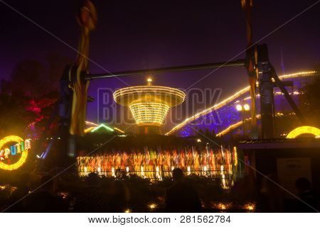 Helsinki, Finland -october 12, 2018: The Carnival Of Light Event At The Linnanmaki Amusement Park In