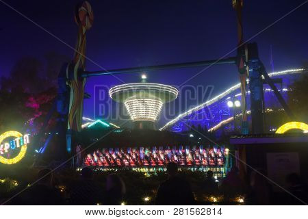 Helsinki, Finland -october 12, 2018: The Carnival Of Light Event At The Linnanmaki Amusement Park In