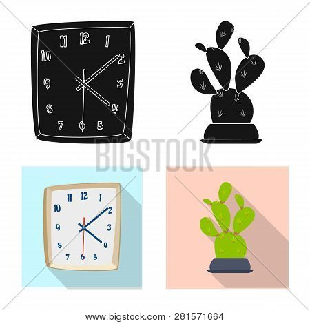 Vector Illustration Of Furniture And Work Sign. Collection Of Furniture And Home Stock Symbol For We