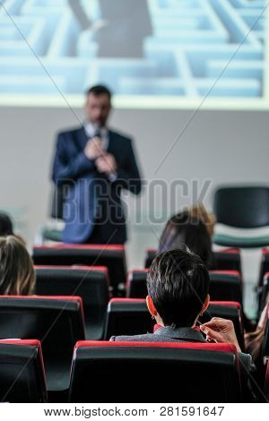 Moscow, Russia - January, 22, 2019: image of the Conference