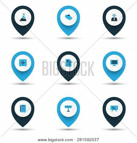 Team Icons Colored Set With Browser Window, Tasklist, Safe And Other Brainstorm Elements. Isolated V