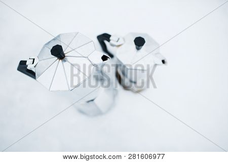 Close-up Of Two Coffee Moka Over White Background