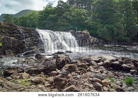 The Irish Waterfall Aasleagh (irish Eas Liath) Is Located In Northern Connemara And Is Fed By The Ri