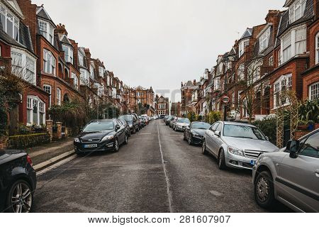 London, Uk - April 02, 2018: View Of A Residential Street In Muswell Hill, A Suburban Area Of North 