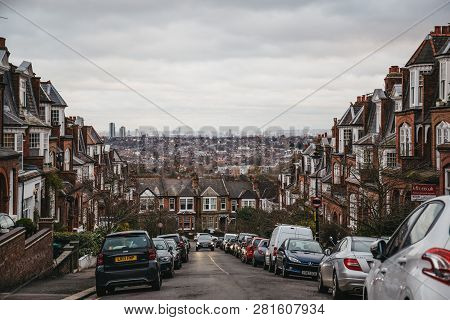 London, Uk - April 02, 2018: London Skyline Seen From Muswell Hill, A Suburban Area Of North London 
