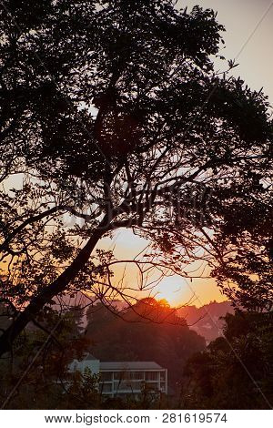 Kandy, Point Of View. View Of Kandy City And Kandy Lake. Sunset. Sri Lanka