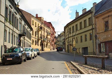 Lithuania, Vilnius; August 14th 2017 -angel Square In Vilnius In Lithuania. Zarzecze District.