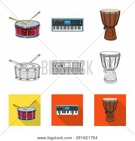 Vector Illustration Of Music And Tune Sign. Set Of Music And Tool Vector Icon For Stock.