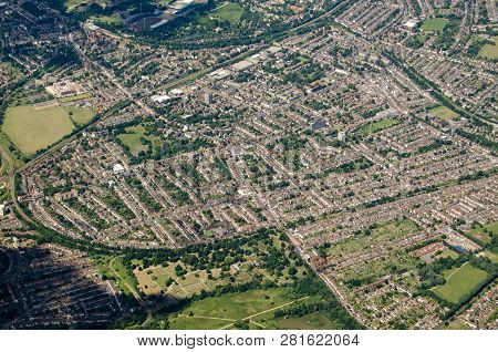 Aerial View Of The South London Districts Of Anerley, Penge And Betts Park With South Norwood Countr