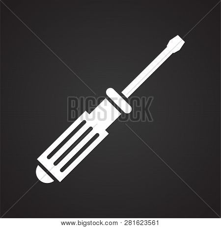 Tool Screwdriver Icon On Black Background For Graphic And Web Design, Modern Simple Vector Sign. Int