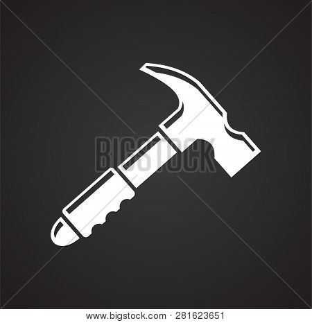 Tool Hammer Icon On Black Background For Graphic And Web Design, Modern Simple Vector Sign. Internet