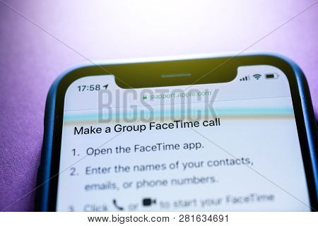 Paris, France - Jan 30, 2018: Apple Iphone Xs With Facetime App Icon On The Display Make A Group Fac