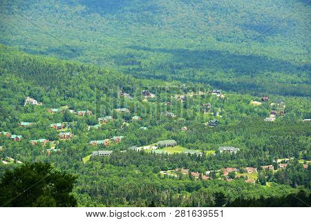 Townhouses In Mount Washington In Summer, From Summit Of Mount Rosebrook, Bretton Woods, New Hampshi