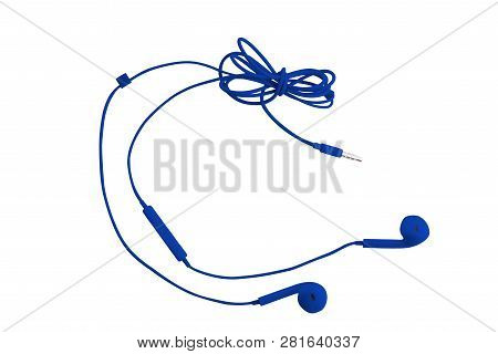 Beautiful Blue Headphones For Smartphones, Tablets, Music Players And A Computer With A Headset, On