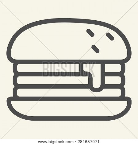 Humburger Line Icon. Burger Vector Illustration Isolated On White. Bun Outline Style Design, Designe