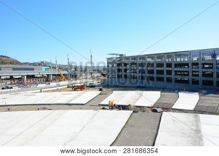 SAN YSIDRO, CALIFORNIA - N0V 26, 2018: Construction near the USA Mexico border in San Diego California.