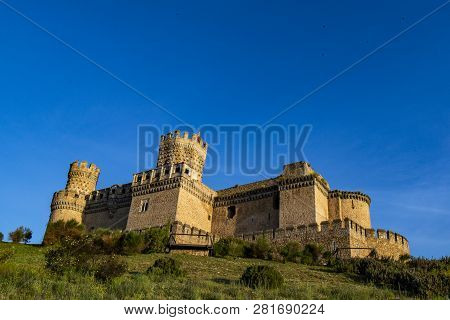 Castle Of The Mendoza In Manzanares El Real In Madrid,  Spain