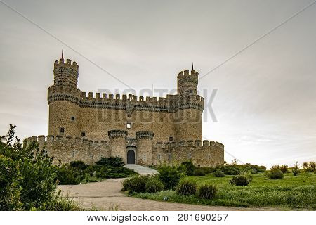 Castle Of The Mendoza In Manzanares El Real In Madrid,  Spain