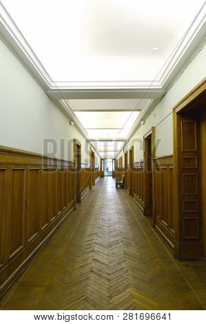 Moscow, Russia -  January 15, 2017: Corridor Of The Faculty Of Geography In The Main Building Of Mos