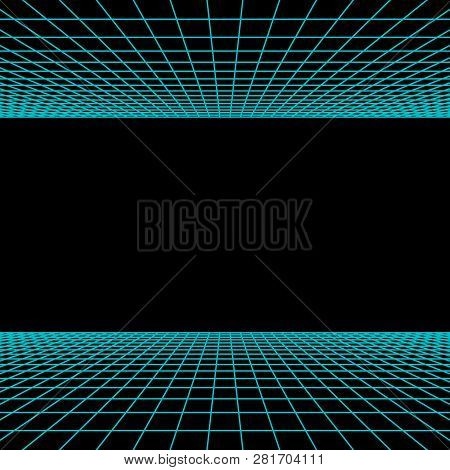 Retro Neon Light Synthwave Sci-fi Background. Vector
