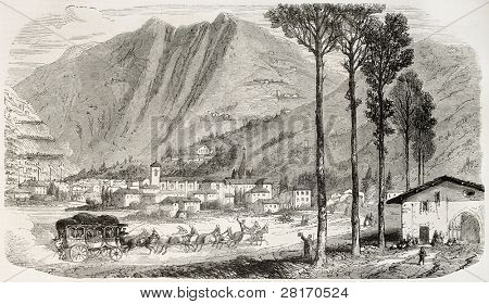 Starý pohled Tolosa, Španělsko. Vytvořil Rouargue, zveřejněný L'Illustration, Journal Universel, Paříž, 