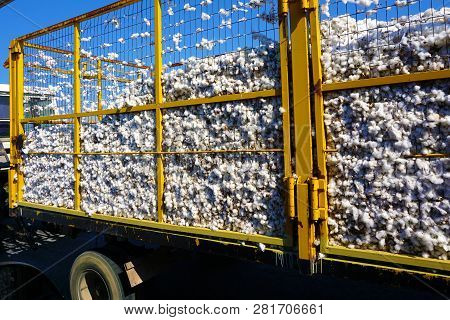 A Truck Delivers Cotton On The Street For Lamia, Central Greece