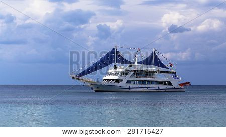 TÜrkler Mahallesi, Turkey - October 7, 2017: Yacht, Sea And Sky