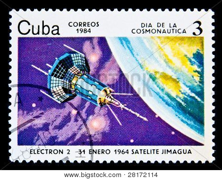 Kuba - cca 1984: Známka vytištěna v Kubě ukazuje Satilite elektron II, cca 1984. Prostoru série