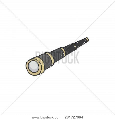 Telescope Tripod Vector Spyglass Illustration Yellow Black Color Texture Vintage Piret Geography Dra