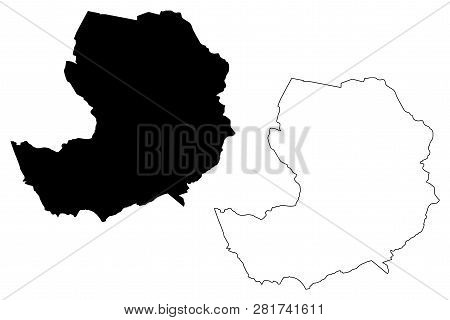 Bridgend (united Kingdom, Wales, Cymru, Principal Areas Of Wales) Map Vector Illustration, Scribble 