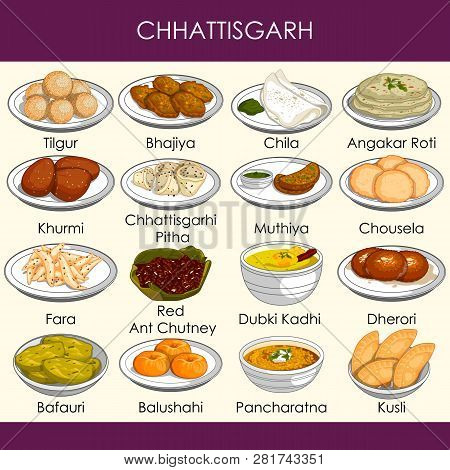 Illustration Of Delicious Traditional Food Of Chhattisgarh India