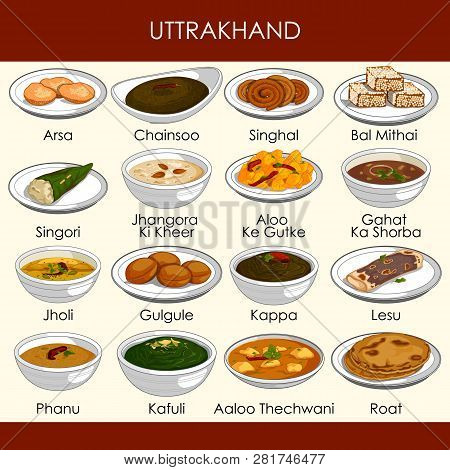 Illustration Of Delicious Traditional Food Of Uttarakhand India