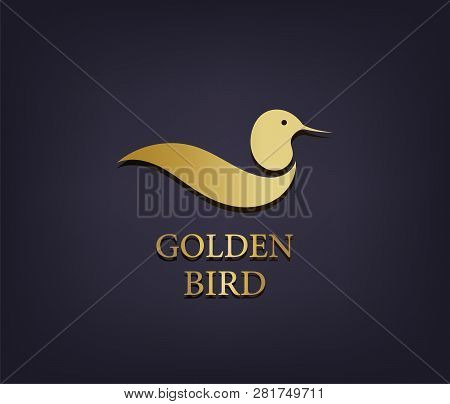 Vector Golden Bird Logo, Abstract Luxury Icon
