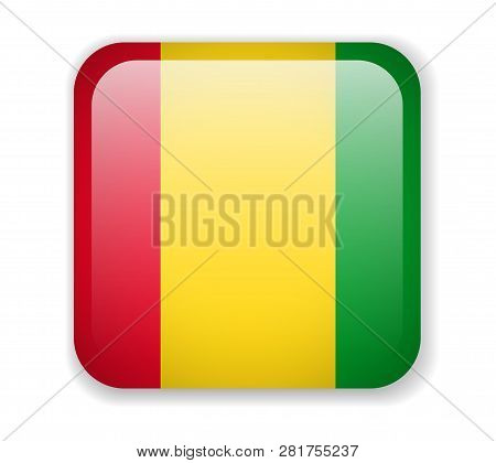 Guinea Flag Bright Square Icon On A White Background