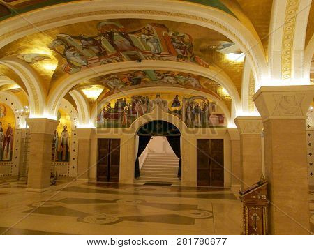 Belgrade, Serbia - July 28, 2018: Underground Crypt Of Orthodox Saint Sava Church In Belgrade, Serbi