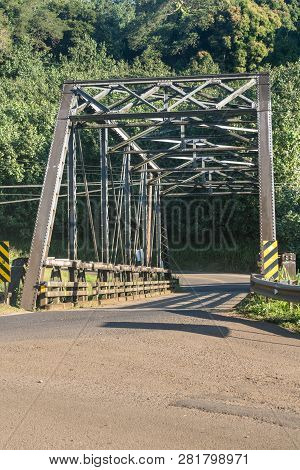 Famous Steel Girder Bridge On The Road To Hanalei From Princeville In Kauai
