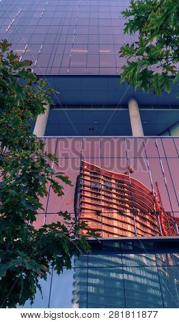 Highrise Modern Architecture Reflections In Downtown Vancouver City