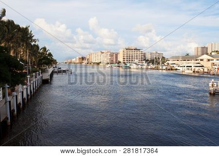 Intercoastal Waterway With Hotels, Marinas And Public Residences On Both Sdes. Waterway That Leads T